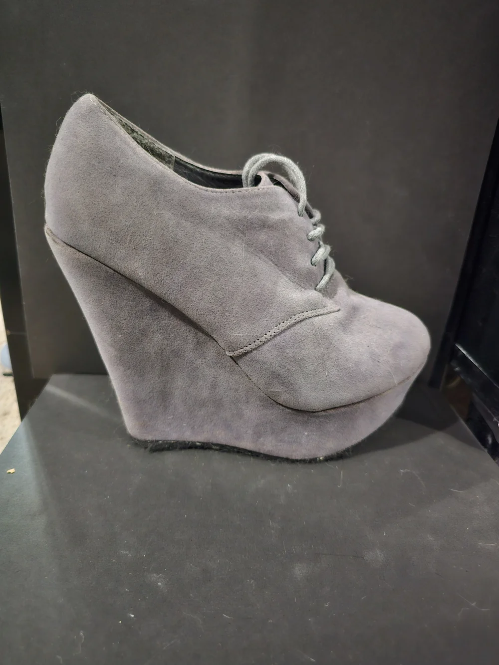 Women's Lace-Up Wedge Booties in Gray